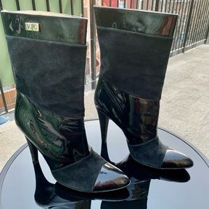 VERSACE JEANS COLLECTION SUEDE & PATENT BOOTS